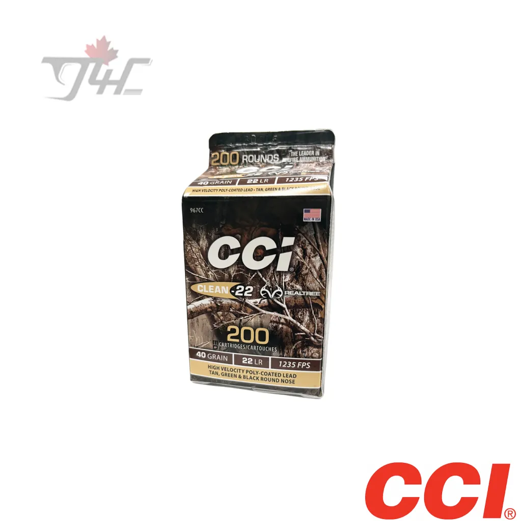 CCI Clean-22 Realtree .22LR 40gr. HV Poly Coat LRN 200rds — g4cgunstore